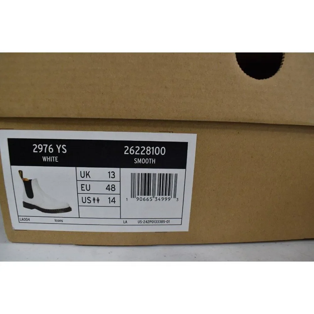 Dr Martens 2976 Mens Size‎ 14 White Smooth Leather Chelsea Boots Shoes